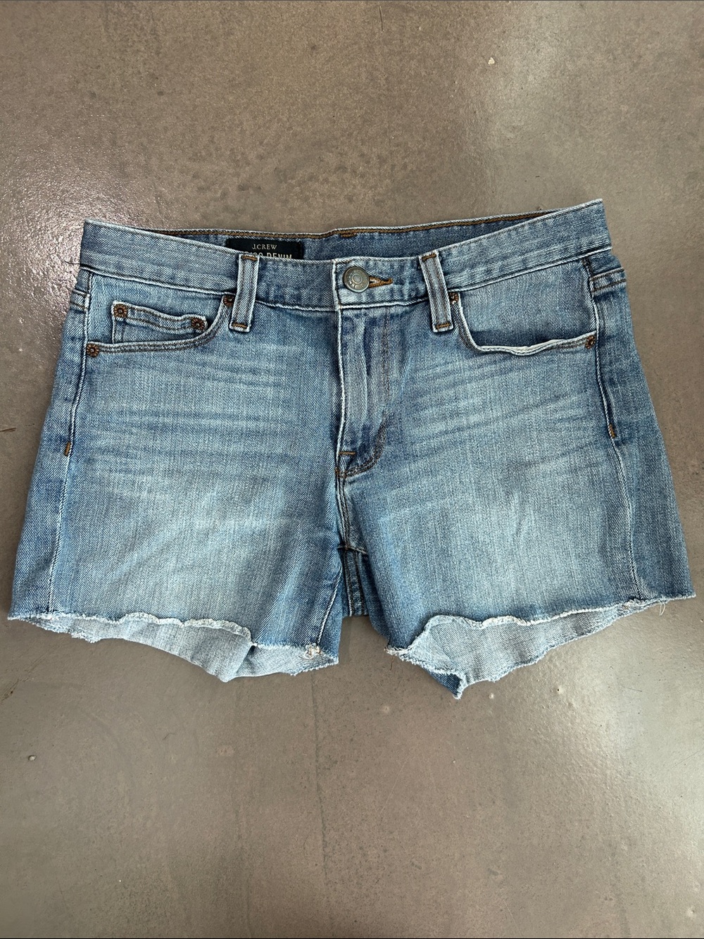 J. Crew Indigo Denim Raw Hem Cutoff Light Blue Denim Shorts